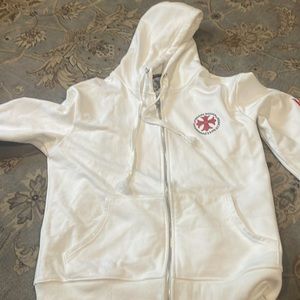 White chrome hearts zip up